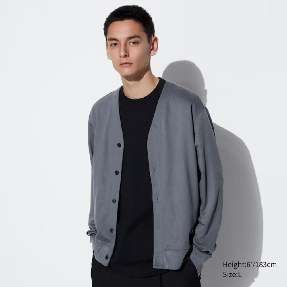 Uniqlo AIRism Cotton Cardigan (Grey)